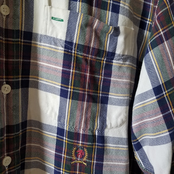 Vintage Tommy Hilfiger Crest Button Up Plaid Long Sleeve Shirt Small Medium - Picture 6 of 11